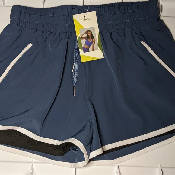 [NWT] Halara - High-Rise Contrast Trim 2.5" Shorts | Large | Aegean Blue - Picture 9 of 13